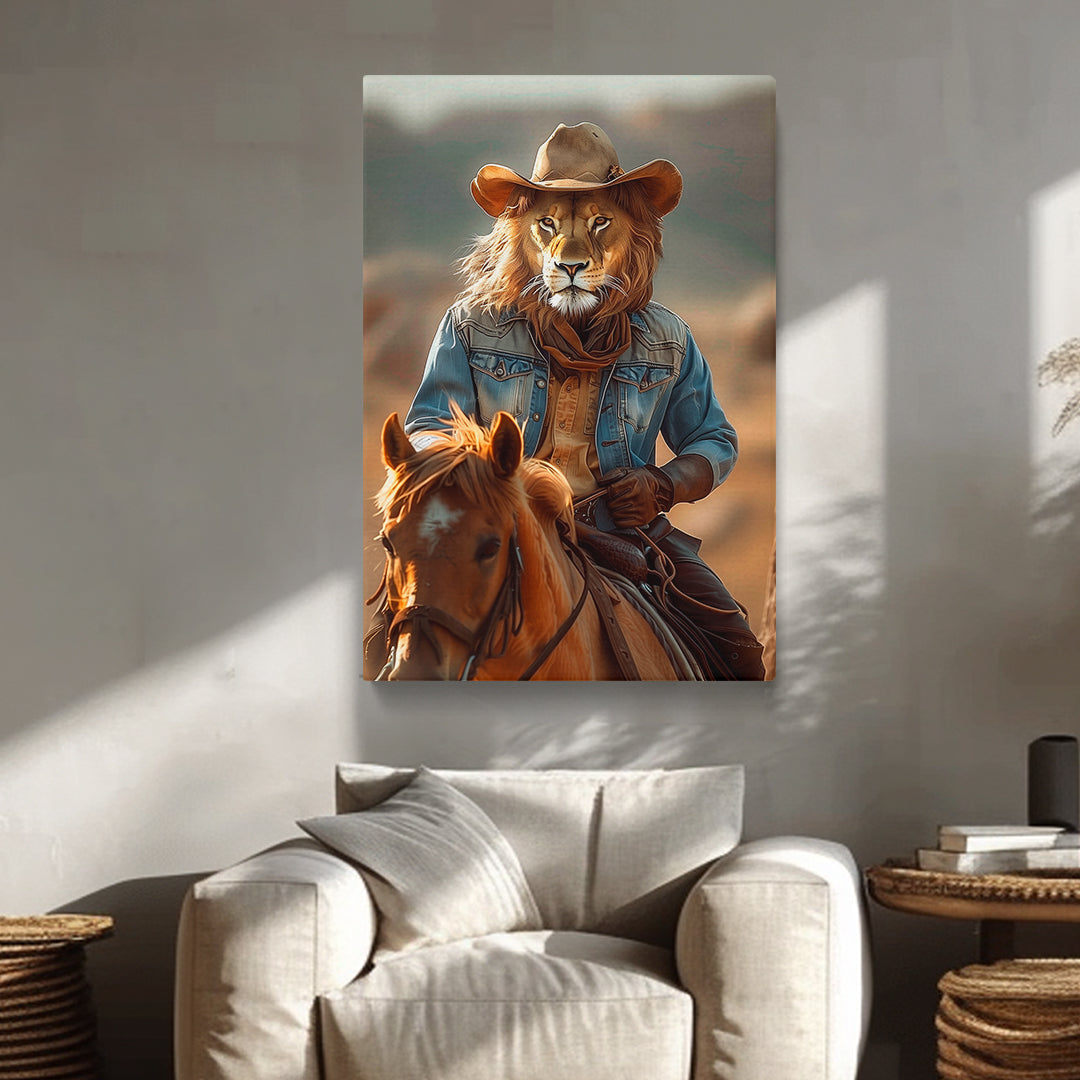 Lion Cowboy Riding Horse Canvas Prints Artesty