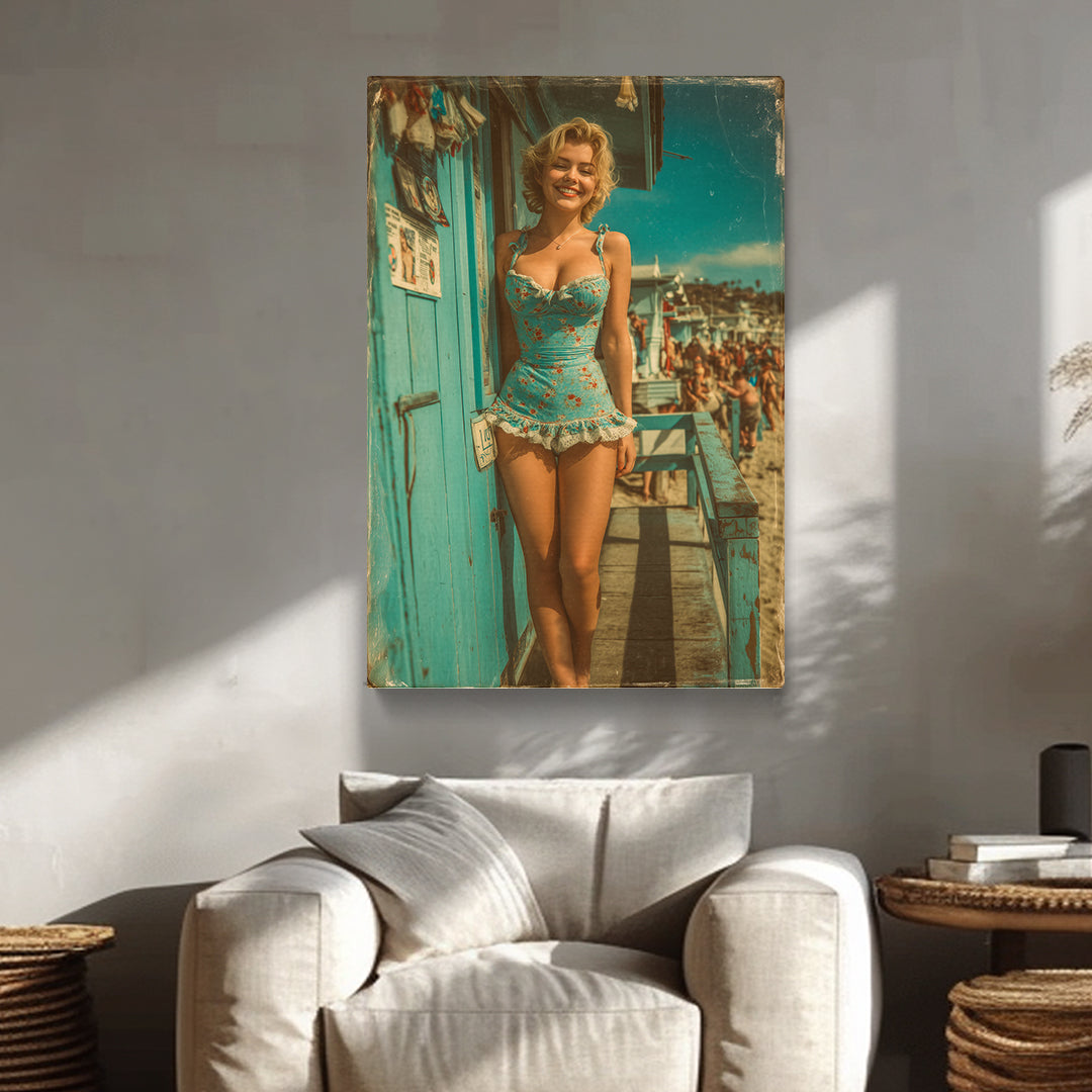 Sunny Vintage Pin-Up Girl Canvas Prints Artesty