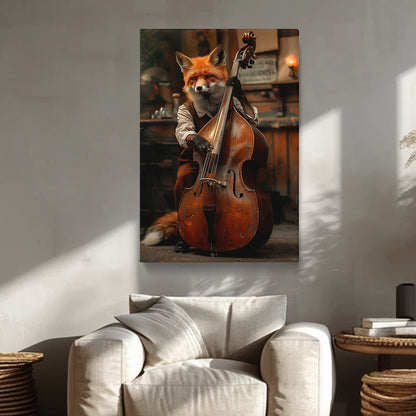Fox Playing Double Bass Canvas Prints Artesty 1 Panel 16"x24"