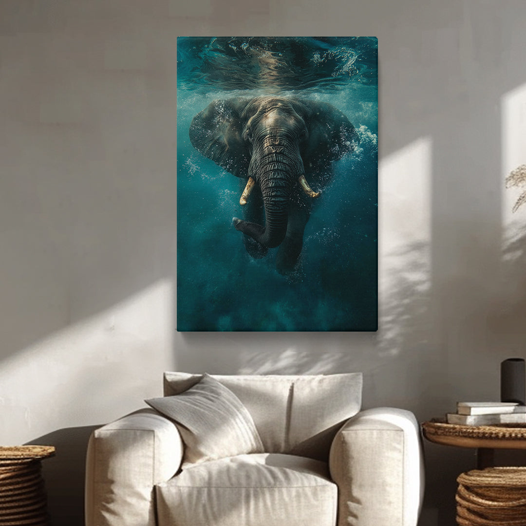 Majestic Elephant Swimming Underwater Canvas Prints Artesty