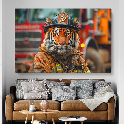 Tiger Firefighter Animals Canvas Print Artesty 1 panel 24" x 16"