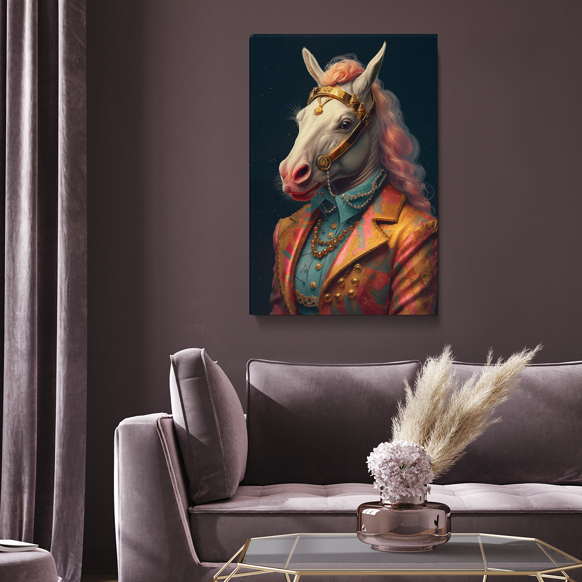 Horse in Colorful Regal Suit Canvas Prints Artesty