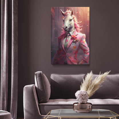Unicorn in Pink Floral Suit Canvas Prints Artesty