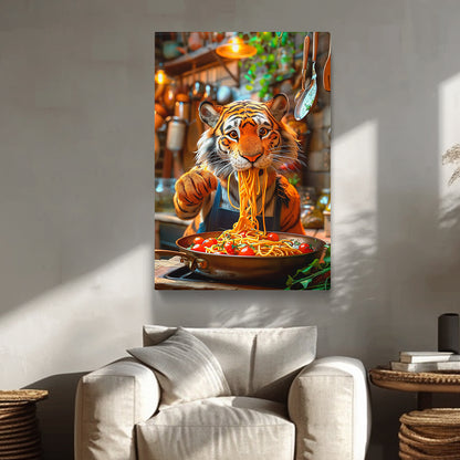 Funny Tiger Eating Cherry Tomato Spaghetti Canvas Prints Artesty