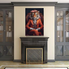 Chic Tiger Gentleman Canvas Prints Artesty 1 Panel 16"x24" 