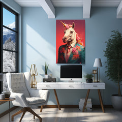 Unicorn in Floral Suit, Charming Gift for Unicorn Lovers Canvas Prints Artesty 1 Panel 16"x24" 