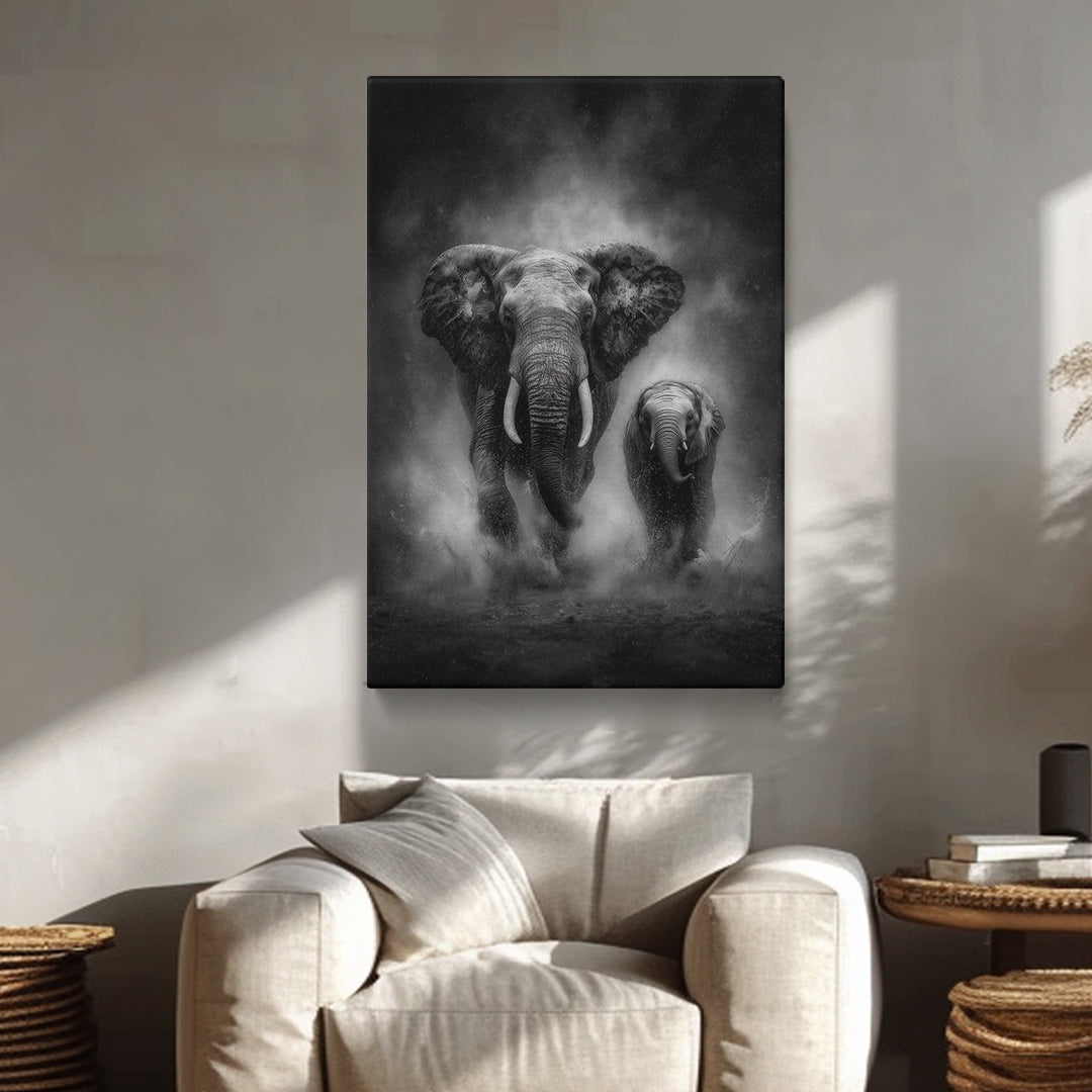 Black and White Elephants Canvas Prints Artesty