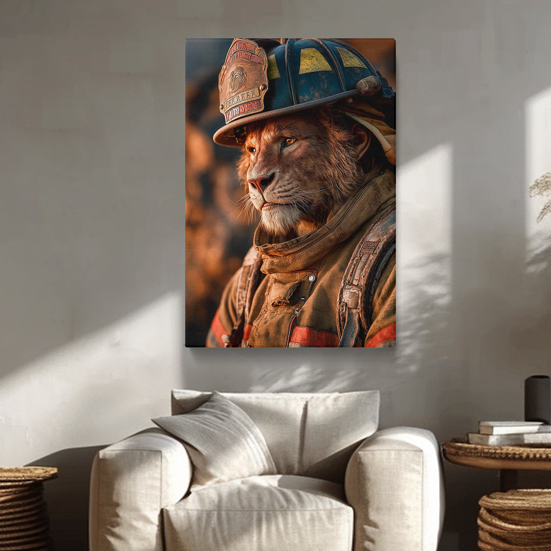 Lion Firefighter Canvas Prints Artesty