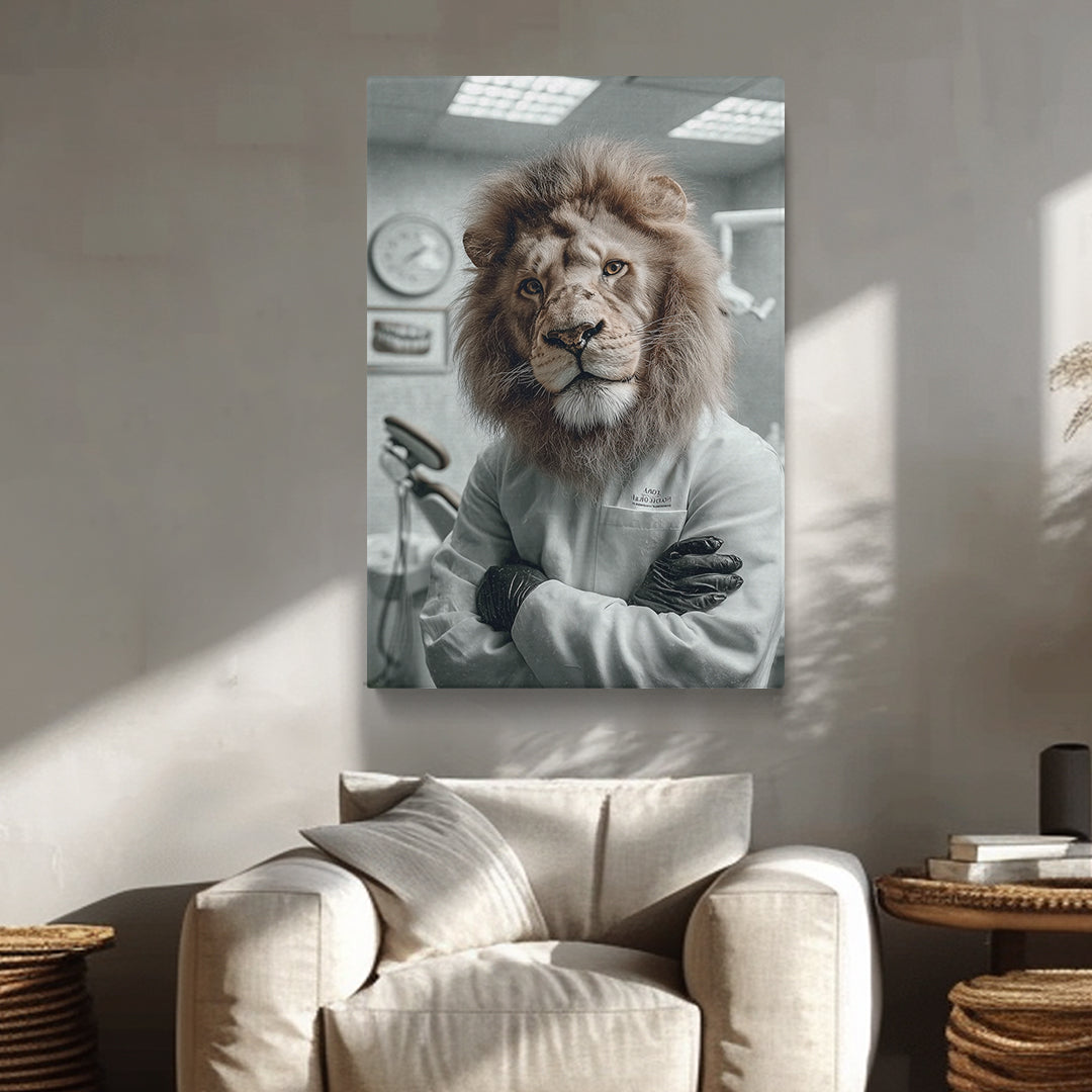 Lion Dressed as Dentist Canvas Prints Artesty 1 Panel 16"x24"