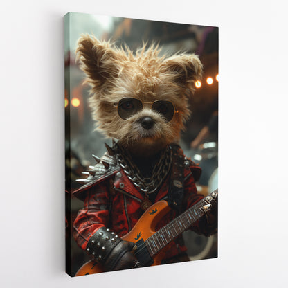 Rockstar Dog Playing Guitar Canvas Prints Artesty 1 Panel 16"x24"