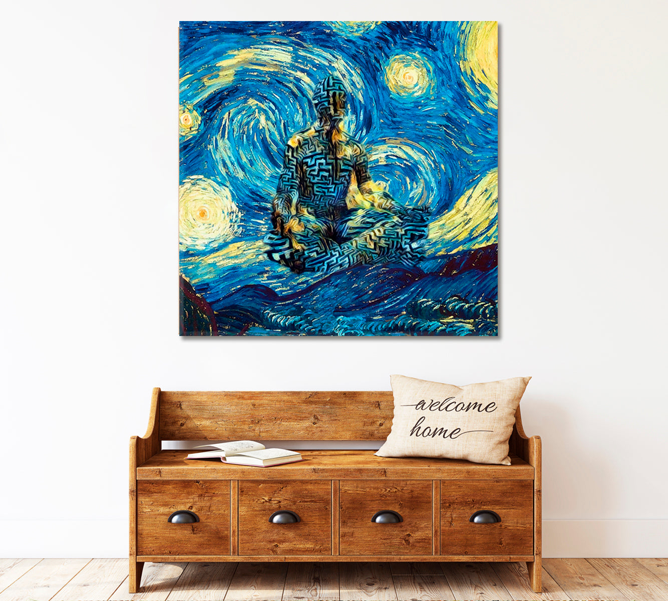 INSPIRED BY VAN GOGH Man In Lotus Pose Surreal Fantasy Large Art Print Décor Artesty   