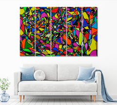 Abstract Vibrant Geometric Shapes Abstract Art Print Artesty 5 panels 36" x 24" 