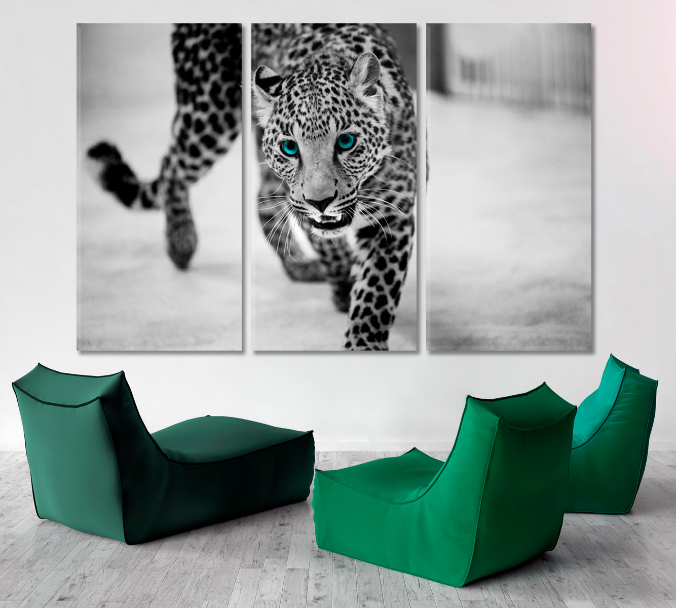 BIG WILD CAT Beautiful Leopard Portrait Animals Canvas Print Artesty 3 panels 36" x 24" 