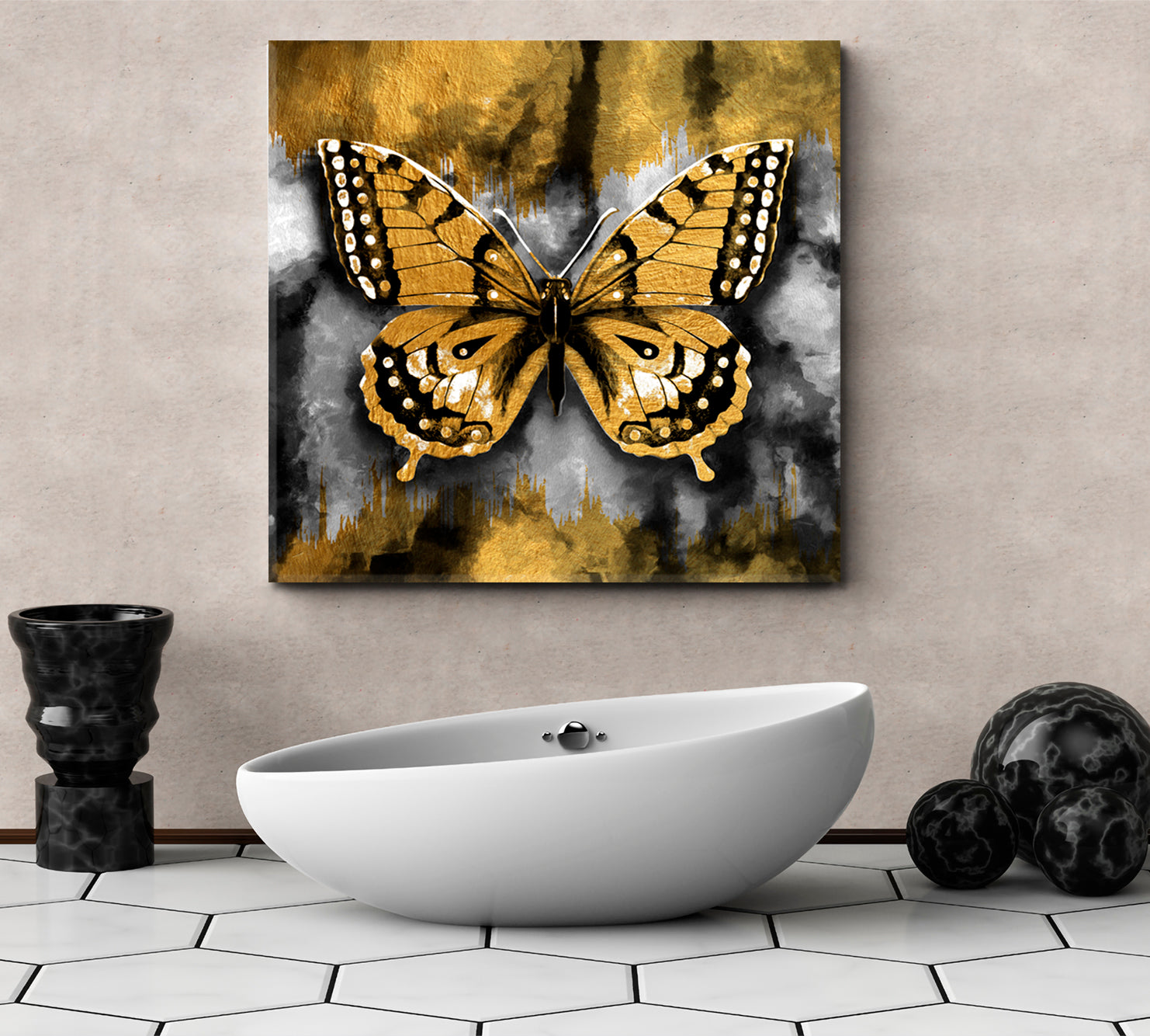 BUTTERFLY Oriental Style Abstract Art Print Artesty   