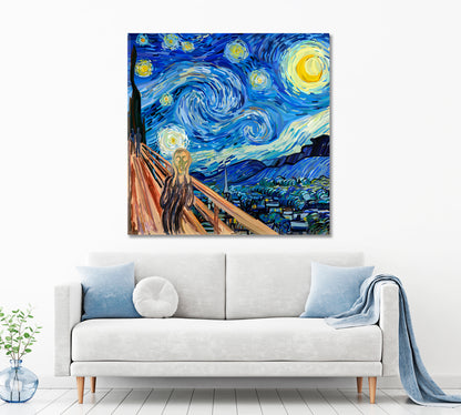 Starry Scream Surreal Fantasy Large Art Print Décor Artesty 1 Panel 12"x12" 