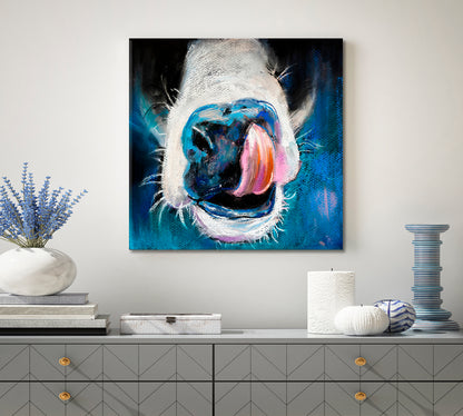 Funny Whimsical Animals Cow Sticking Tongue Out Animals Canvas Print Artesty   