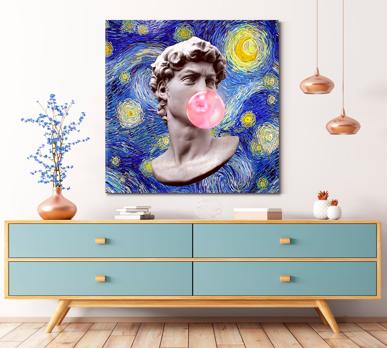 Starry Night David Michelangelo Blows A Bubble Contemporary Art Artesty   