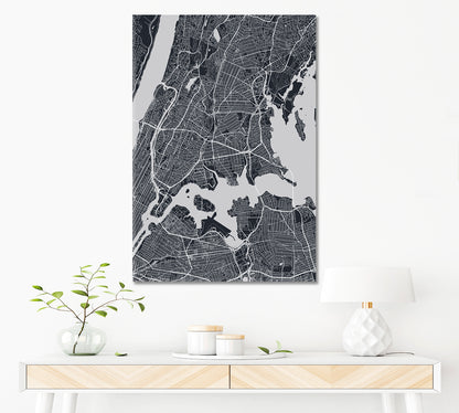 Detailed City Map NYC Suburb USA Maps Canvas Artwork Artesty   