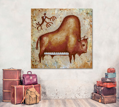 Funny Cute Grand Piano Buffalo People Portrait Wall Hangings Artesty   