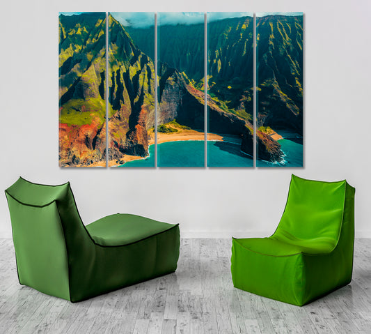 Hawaii Kauai Na Pali Coast Landscape Scenery Landscape Fine Art Print Artesty 5 panels 36" x 24" 