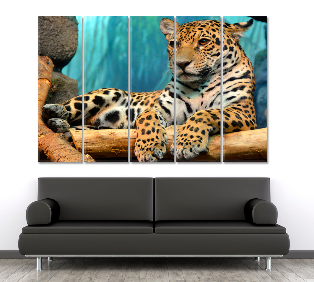 JAGUAR Wild Cat Animals Canvas Print Artesty 5 panels 36" x 24" 