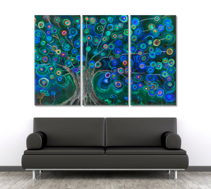 Lollipops Tree At Night Nature Wall Canvas Print Artesty 3 panels 36" x 24" 