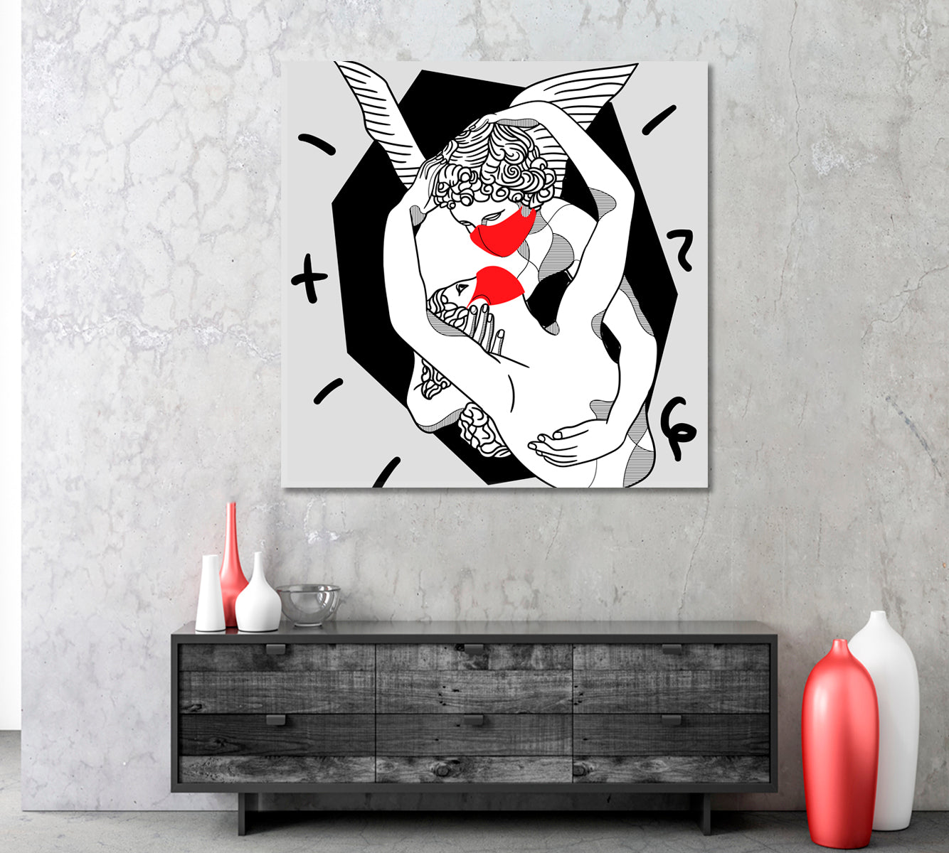 MEDICINE CONCEPT Cupid kiss Wearing Medical Mask Contemporary Art Artesty   