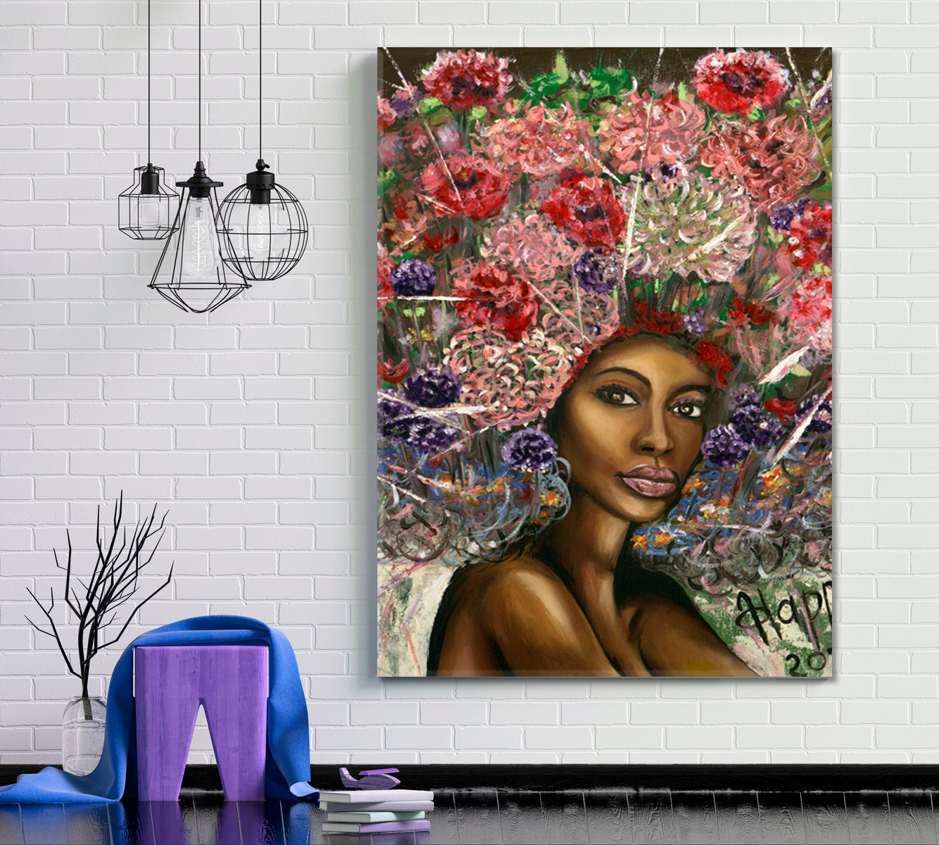 MISS CHARMING Woman Blooming Head Fine Art Artesty   