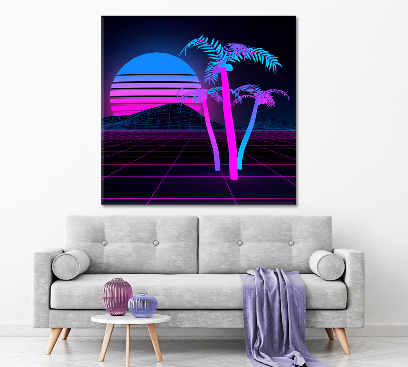 Neon Palm Trees Neon Sunset Scenery Landscape Fine Art Print Artesty   