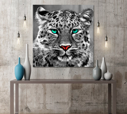 Portrait Albino Bengal Tiger Turquoise Eyes Animals Canvas Print Artesty   