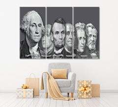 Presidents and Founding Fathers of the United States Business Concept Wall Art Artesty 3 panels 36" x 24" 