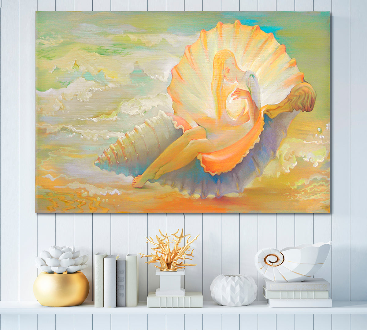 Princess of Seashell Artistic Fantastic Soft Colors Contemporary Art Artesty 1 panel 24" x 16" 