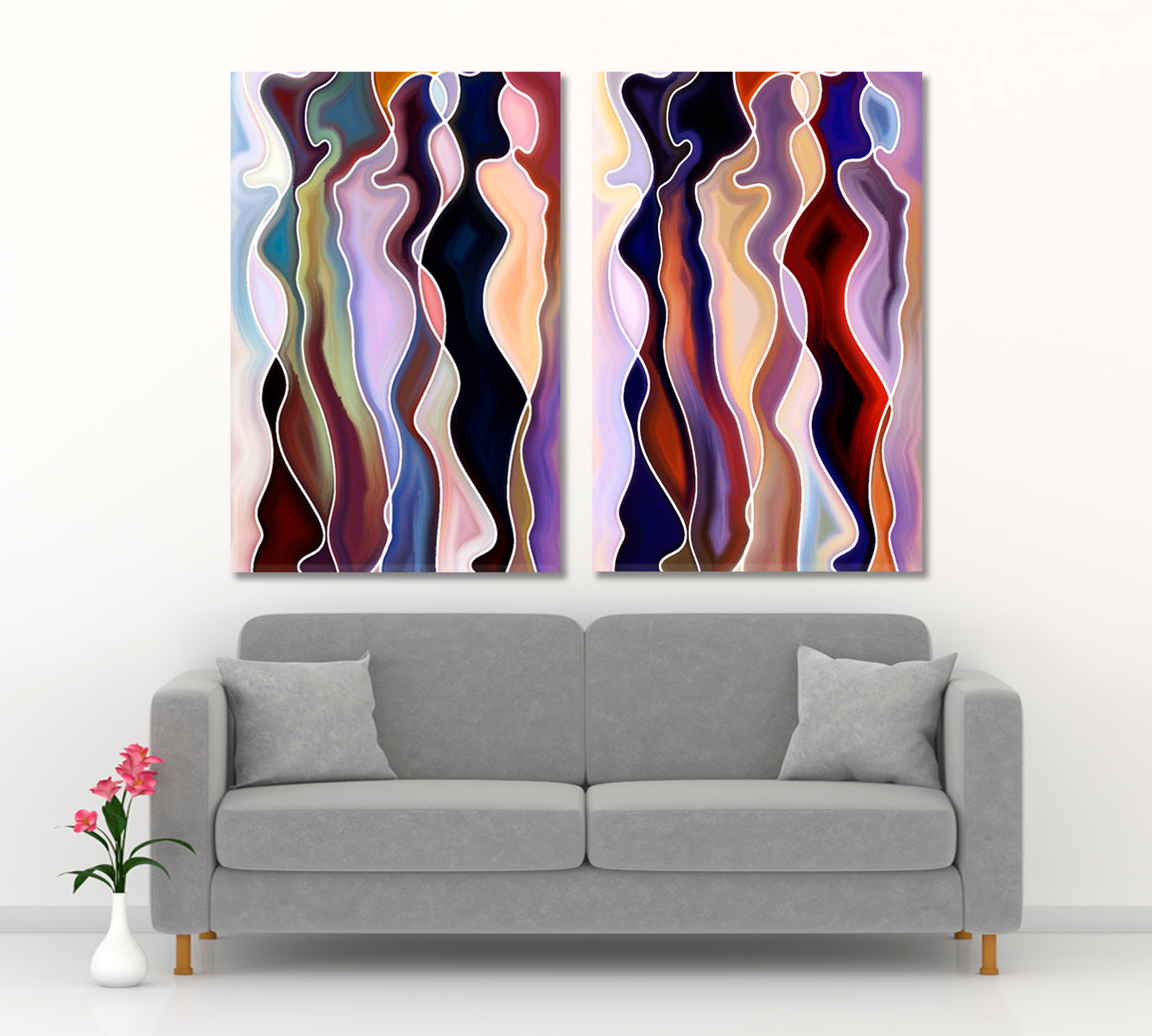 Geometric Abstract Design Composed of Feminine Curved Lines Abstract Art Print Artesty   