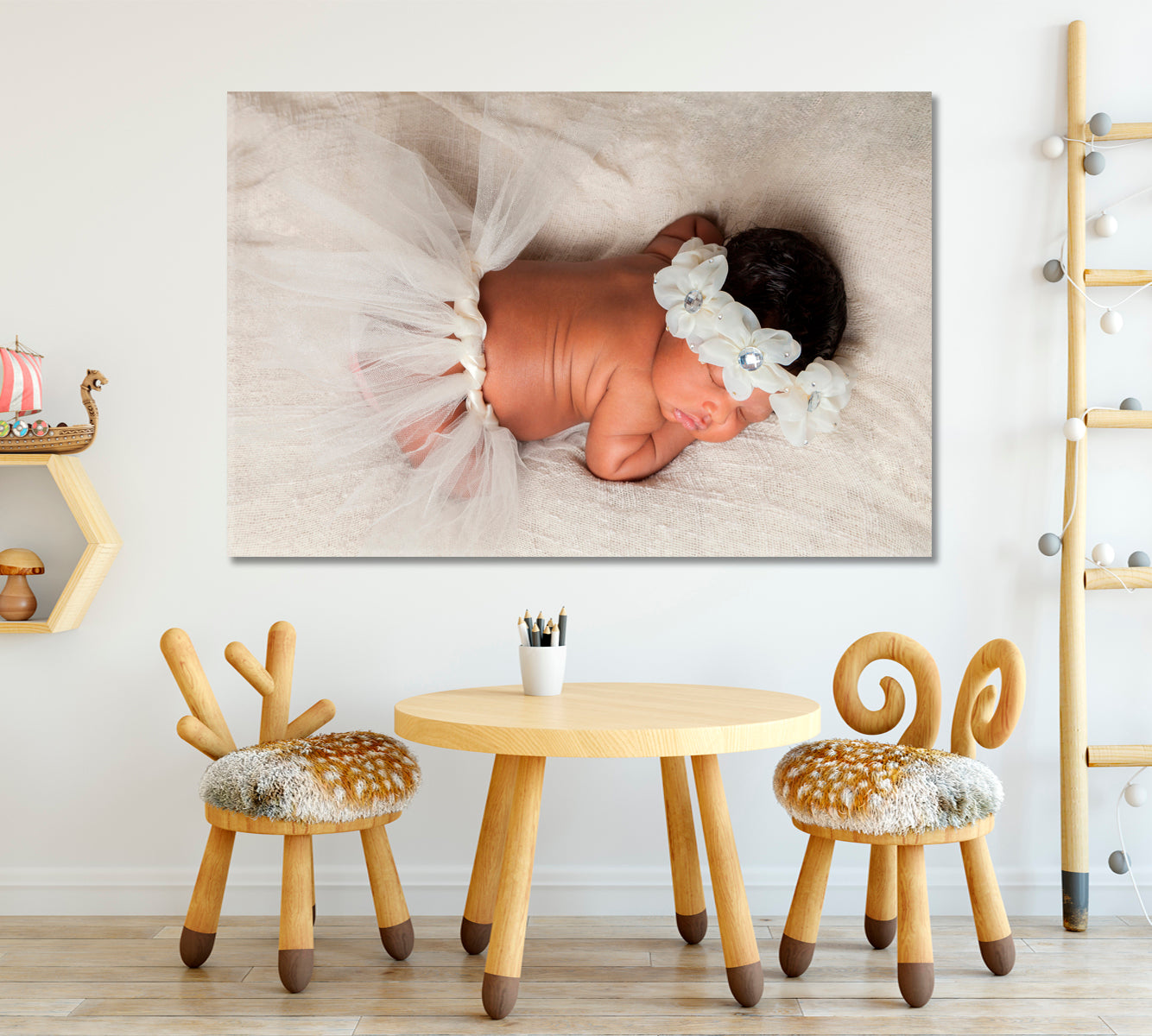 PEACEFUL SLEEP Sweet Newborn Baby Girl Kids Room Canvas Art Print Artesty   