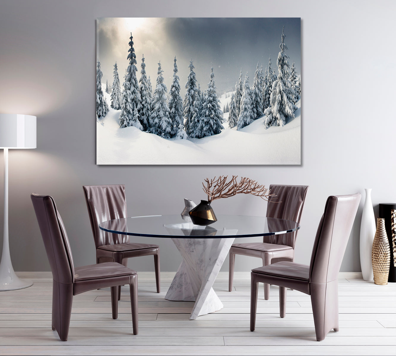 Trees with Frost And Snow In Mountains Winter Landscape Scenery Landscape Fine Art Print Artesty   