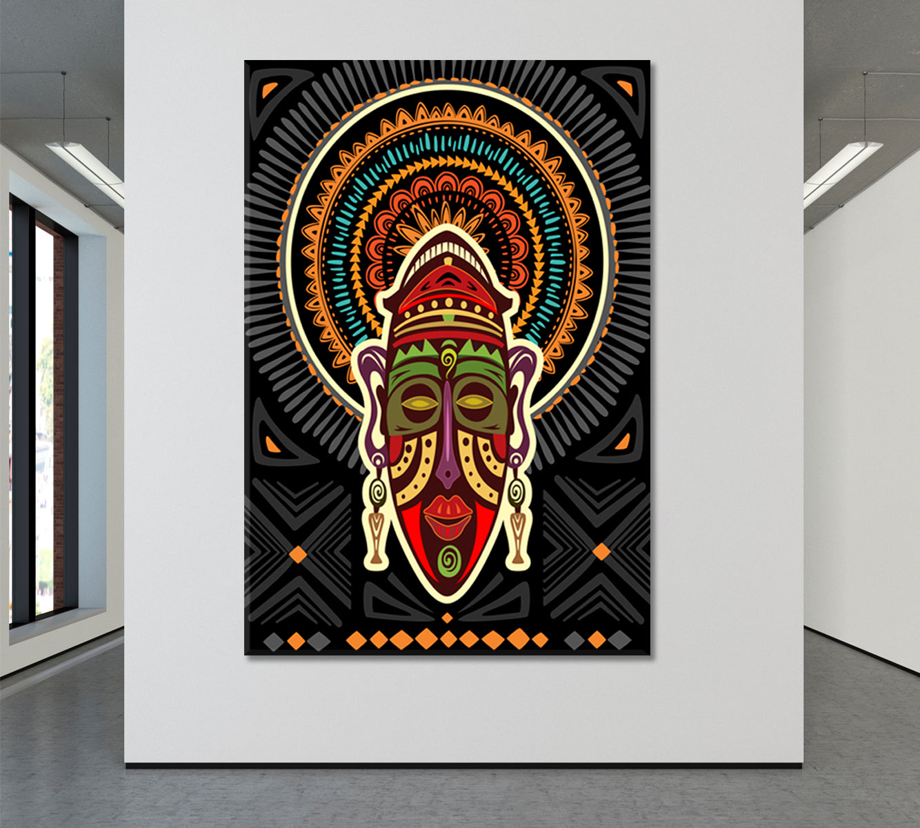 Tribal African Mask Geometric Ornaments Contemporary Art Artesty   