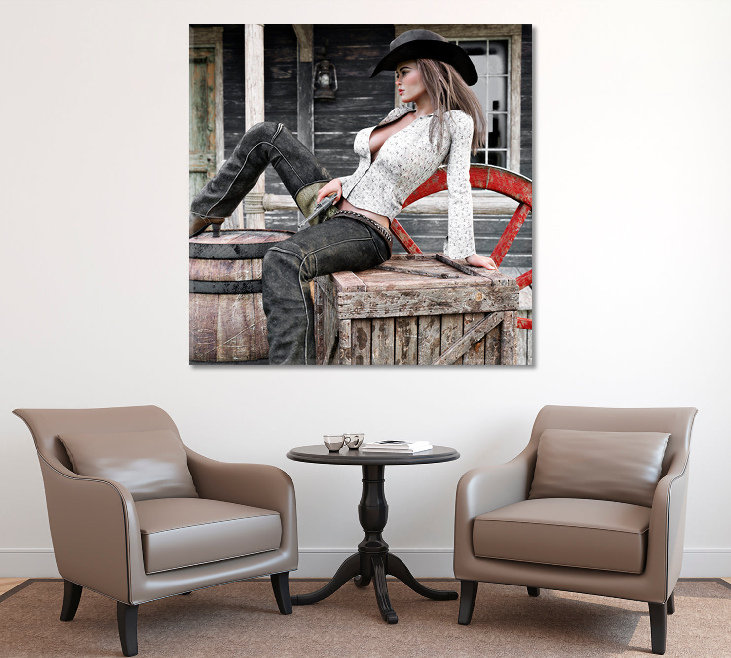 USA OLD WEST Cowgirl Vintage Affordable Canvas Print Artesty   