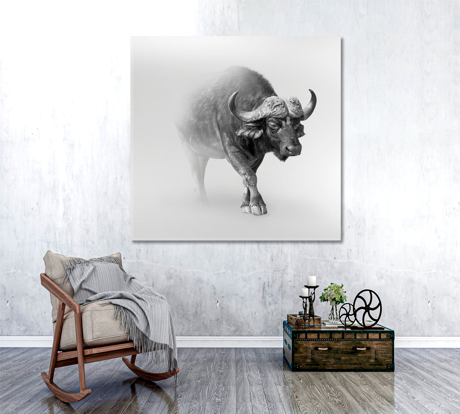 WILDLIFE African Buffalo In The Mist Animals Canvas Print Artesty   