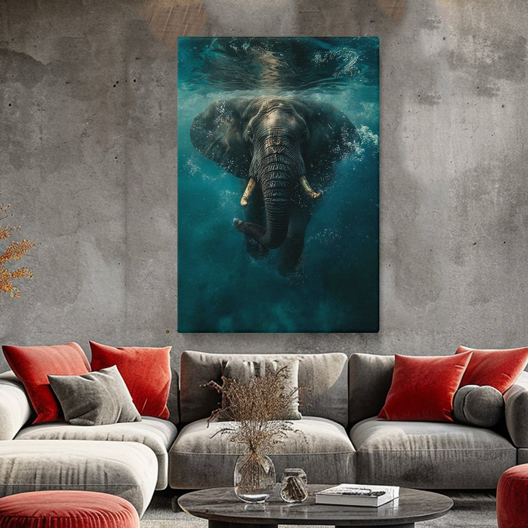 Majestic Elephant Swimming Underwater Canvas Prints Artesty