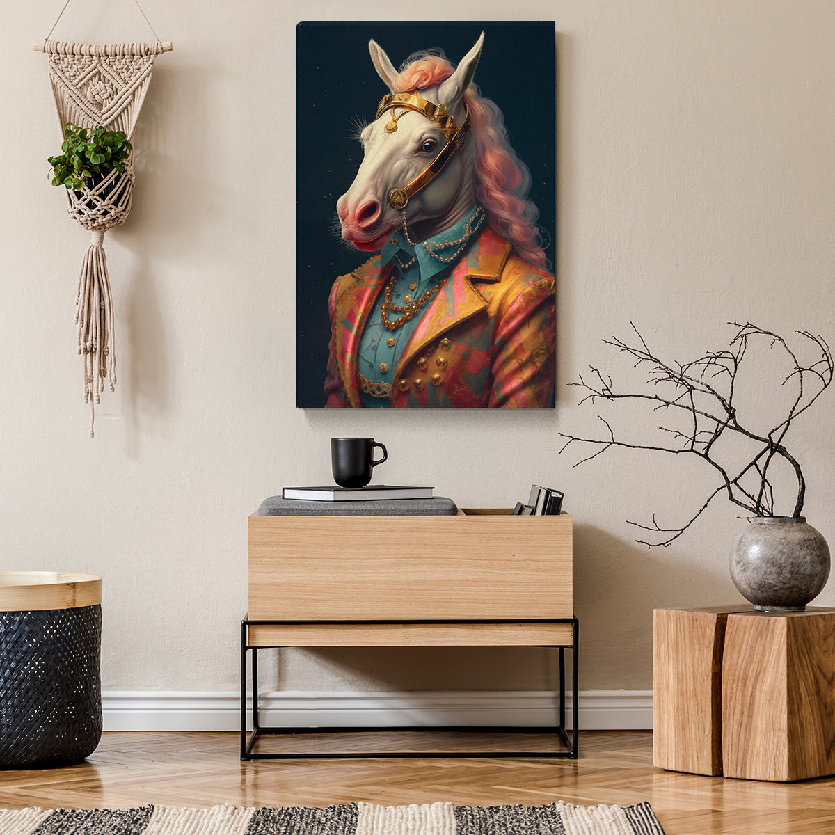 Horse in Colorful Regal Suit Canvas Prints Artesty