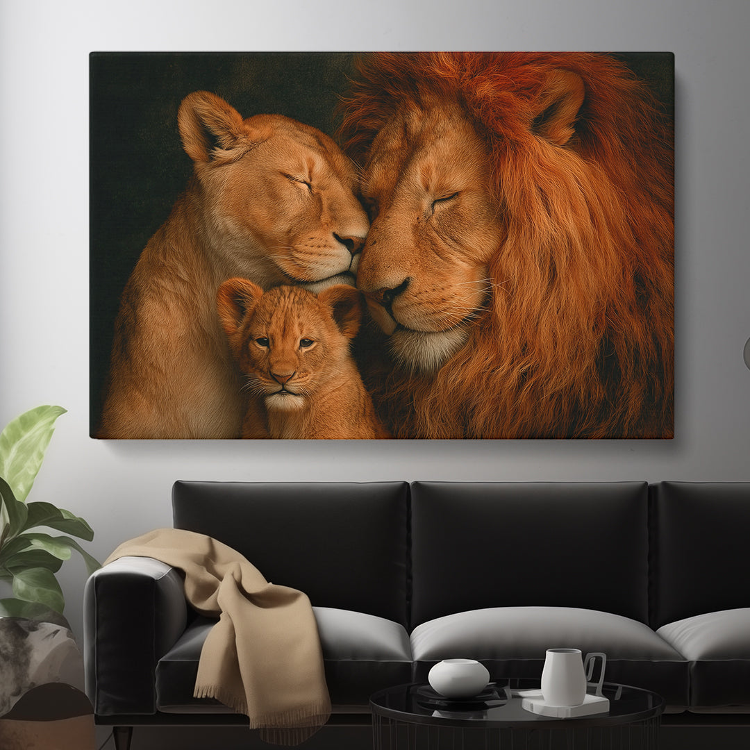 Lion Family Close Up Animals Canvas Print Artesty