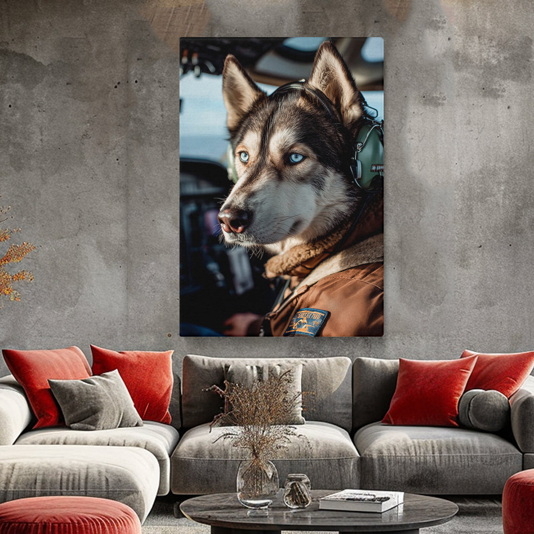 Husky Pilot Portrait Canvas Prints Artesty 1 Panel 16"x24"