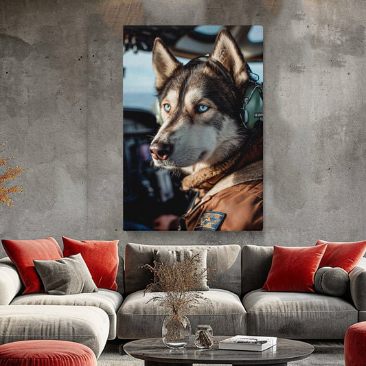 Husky Pilot Portrait Canvas Prints Artesty 1 Panel 16"x24"