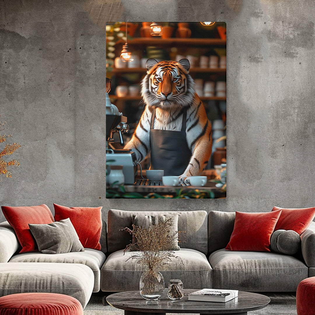 Barista Tiger Canvas Prints Artesty