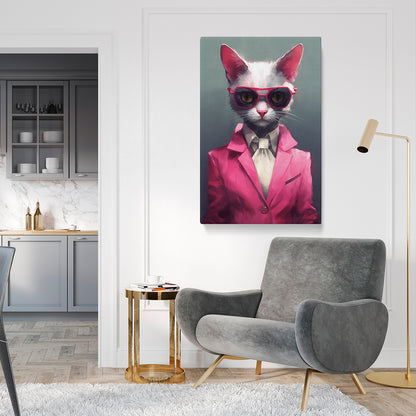 Chic Cat in Pink Suit Canvas Prints Artesty   