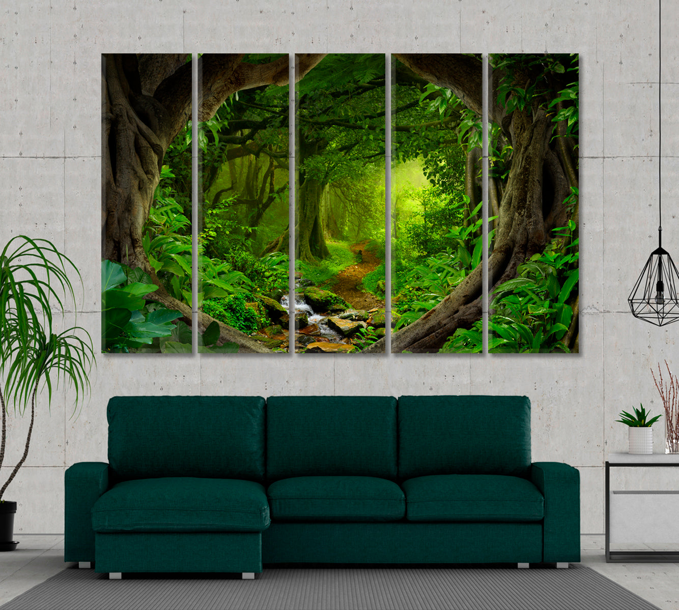 Deep Tropical Jungles Rainforest Poster Tropical, Exotic Art Print Artesty 5 panels 36" x 24" 