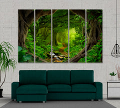 Deep Tropical Jungles Rainforest Poster Tropical, Exotic Art Print Artesty 5 panels 36" x 24" 