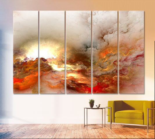 SUNSET Abstract Colorful Sky Skyscape Canvas Artesty 5 panels 36" x 24" 