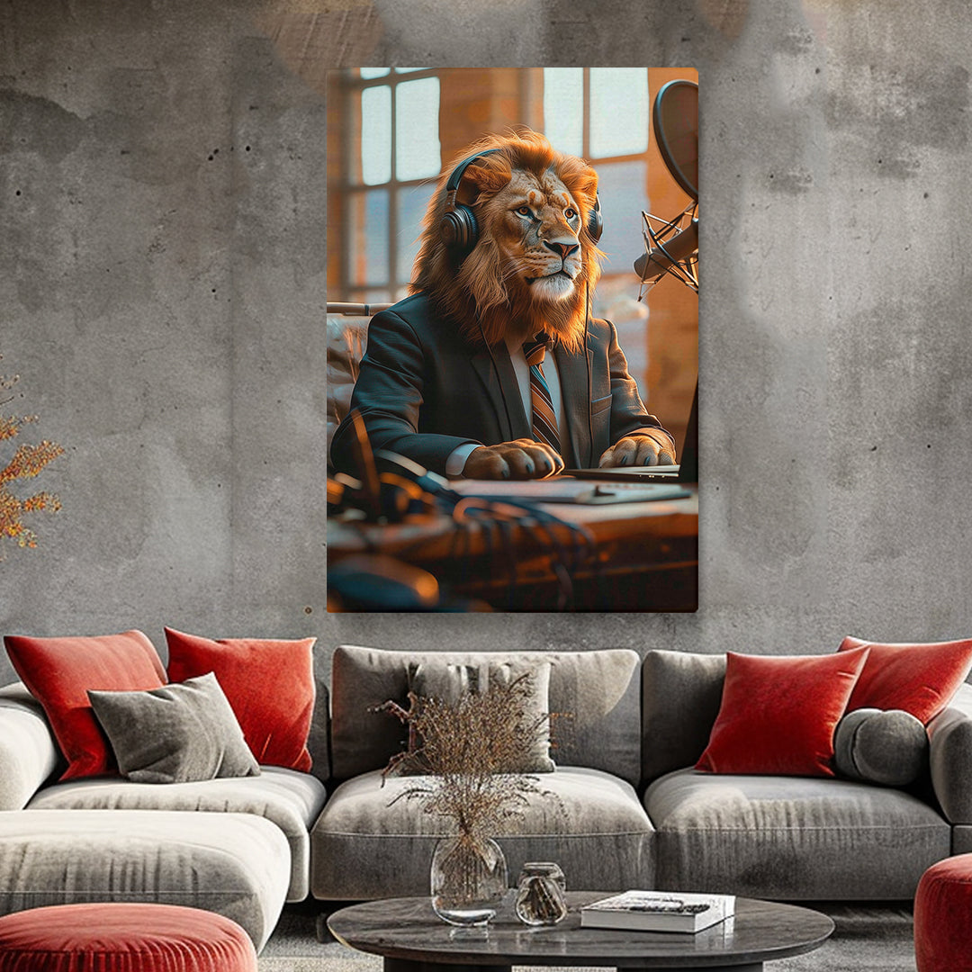 Lion Journalist in Suit Canvas Prints Artesty
