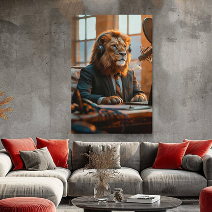 Lion Journalist in Suit Canvas Prints Artesty